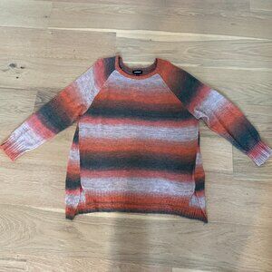 Express Multicolor Orange and Gray Striped Sweater Size Large NWT
